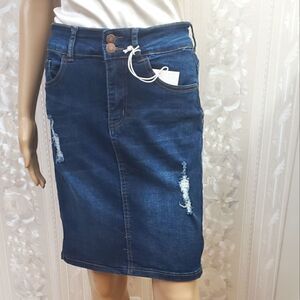 Vintage Violet Distressed Denim Skirt